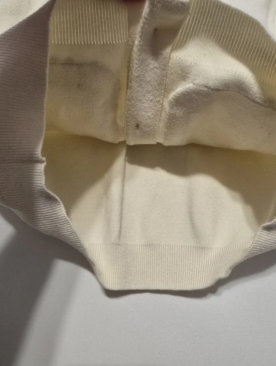 English Factory Stitch Detail Puff Sleeve Cardigan Crew Neck Long Sleeve Size L - Picture 9 of 13